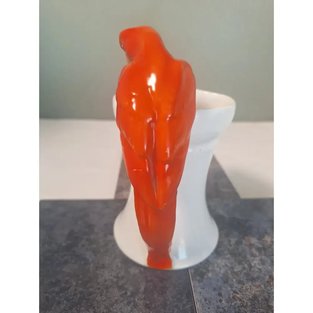 Royal Bayreuth Bavaria Red Parrot Handle Pitcher Creamer Figural Bird Germany
